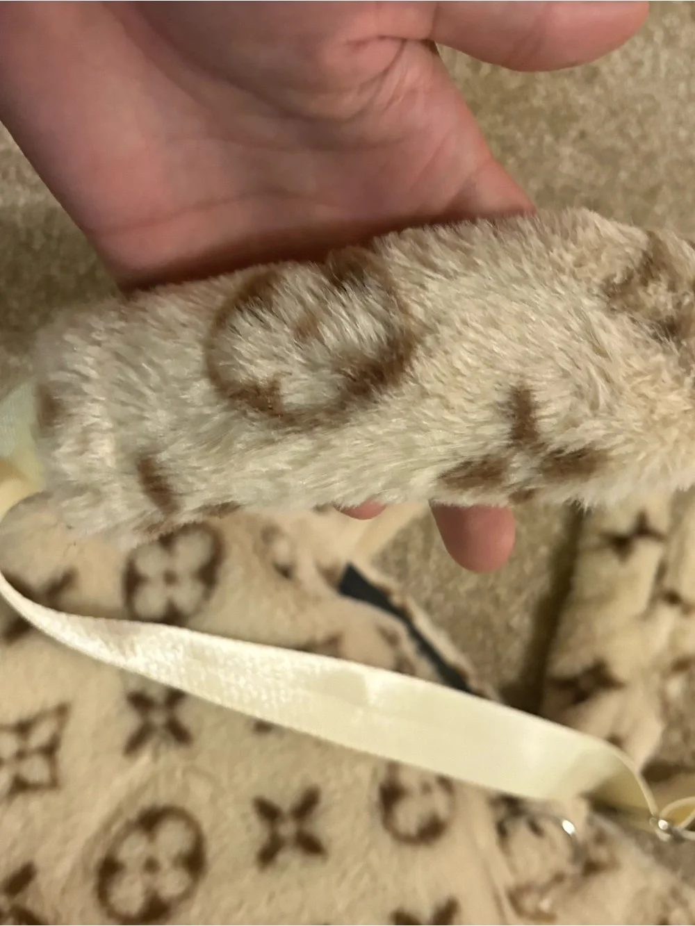 Pet Faux Fur tan Monogram Crossbody Bag